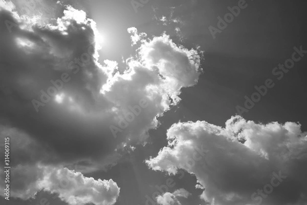 Obraz blue sky with clouds and sun