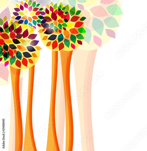 Fototapeta Colorful trees on the white background