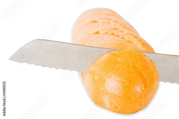 Obraz knife cuts bread