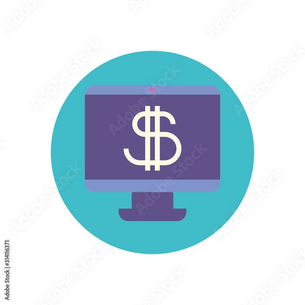 Fototapeta Isolated money computer vector design