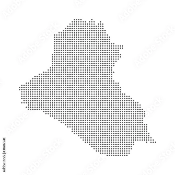 Fototapeta Abstract dotted polka dots pixel particle Iraq map. Vector eps10