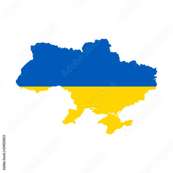 Fototapeta Ukraine map with flag inside. Vector eps10