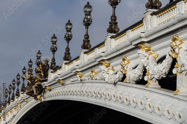 Obraz Famous landmark bridge over River Seine, Paris, France. Pont Alexandre III