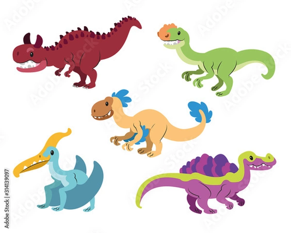 Fototapeta vector set of dinosaurs or prehistoric animals