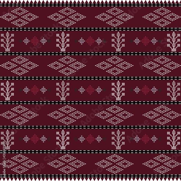 Fototapeta Batak ethnic seamless pattern with motif ulos. creative design cloth pattern. Tribal ethnic ornament seamless pattern. Colorful vector illustration. Ethnic motif for textile