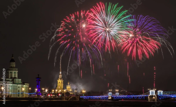 Obraz fireworks over city