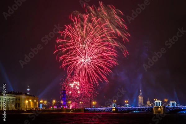 Obraz fireworks over river