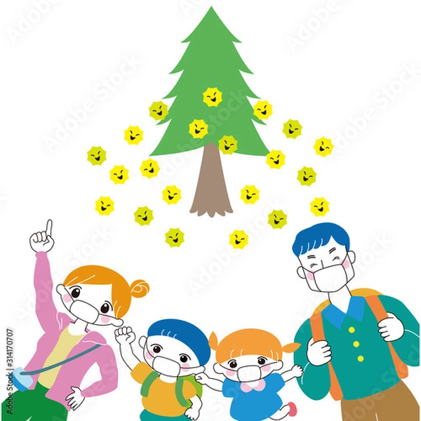 Obraz 花粉症　予防　ファミリー　マスク　おしゃれ　