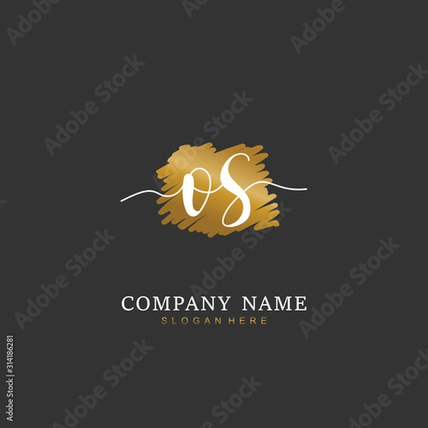 Fototapeta Handwritten initial letter O S OS for identity and logo. Vector logo template with handwriting and signature style.