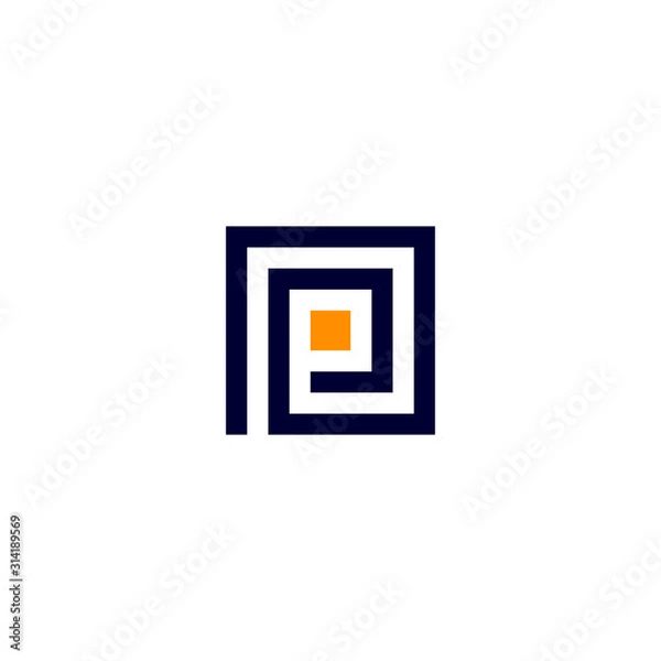 Obraz letter P in box logo design