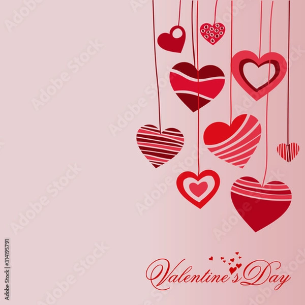 Obraz Vector valentines day card with hearts.