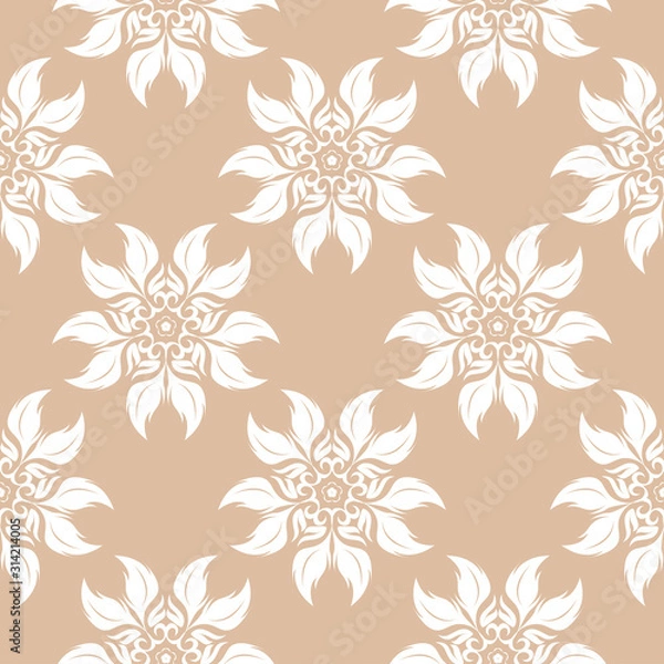Obraz Floral seamless background. White pattern on beige