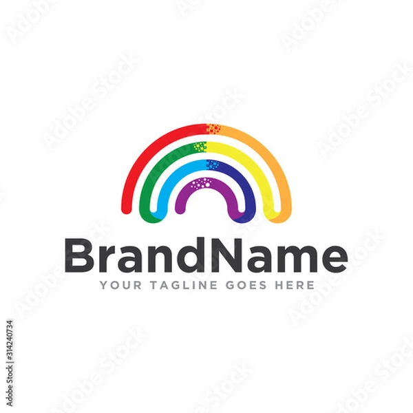Fototapeta Rainbow logo icon vector. Beautiful rainbow logo template.