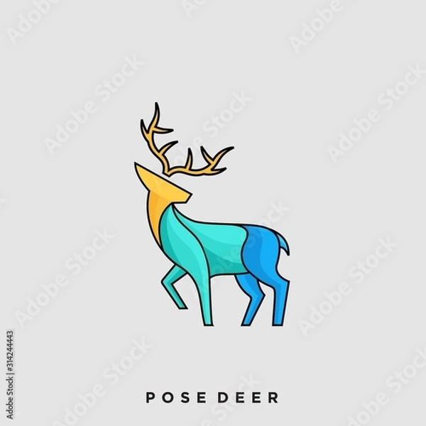 Fototapeta Deer Pose Illustration Vector Template