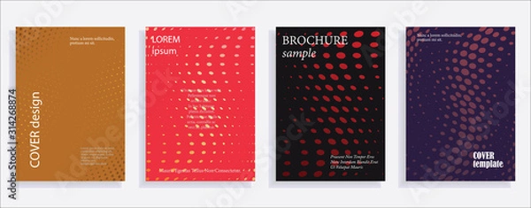 Fototapeta Minimalistic cover design templates. Set of layouts for covers of books, albums, notebooks, reports, magazines. Line halftone gradient effect, flat modern abstract design. Geometric mock-up texture.