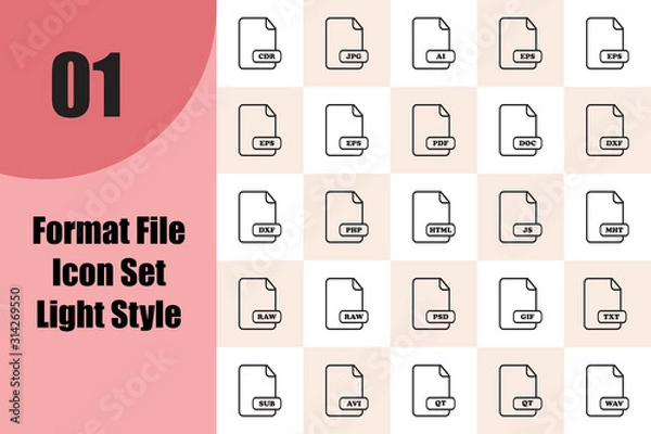 Obraz Format File Icon Set Light Style