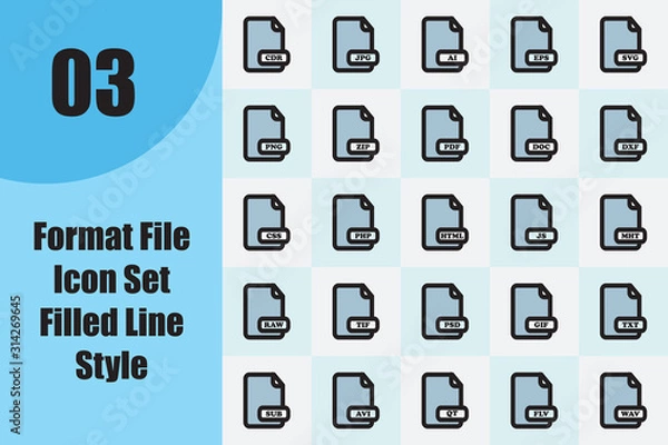 Obraz Format FIle Icon Set Filled Line Style