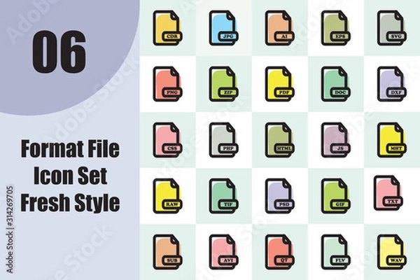 Obraz Format File Icon Set Fresh Style