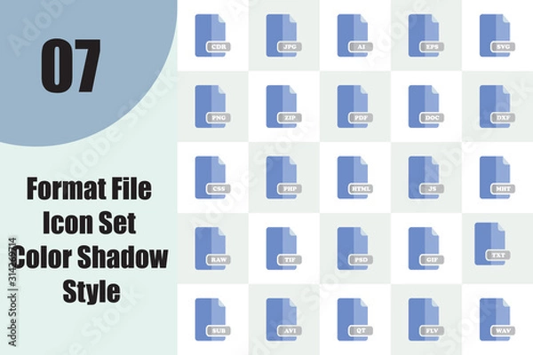 Obraz Format File Icon Set Color Shadow Style