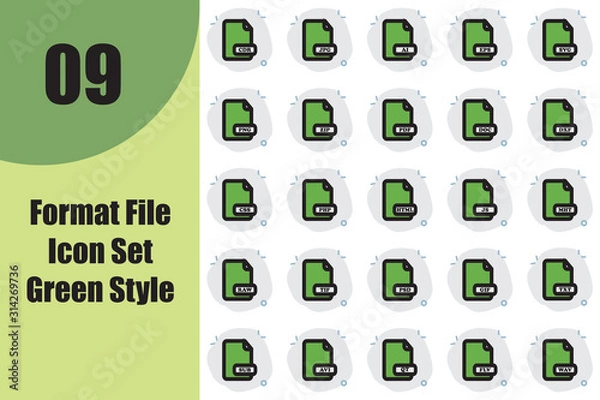 Obraz Format File Icon Set Green Style