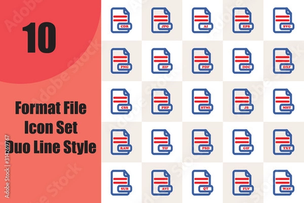 Obraz Format File Icon Set Duo Line Style