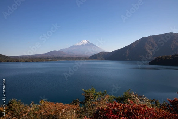 Obraz 富士山と本栖湖