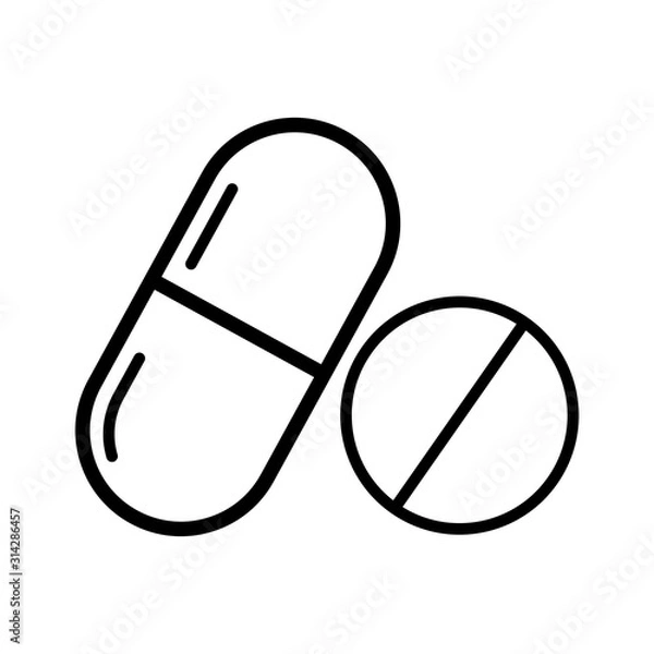 Obraz Medicine capsule icon outline style on white background