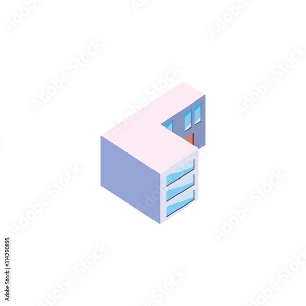 Obraz Isolated isometric white city building vector design