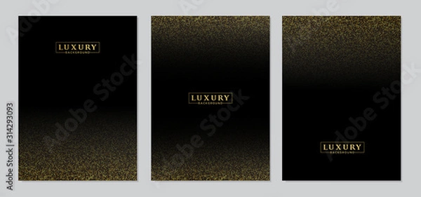Fototapeta Set of Luxury Gold Dot Abstract with Black Background. Template for websites, brochures, posters.