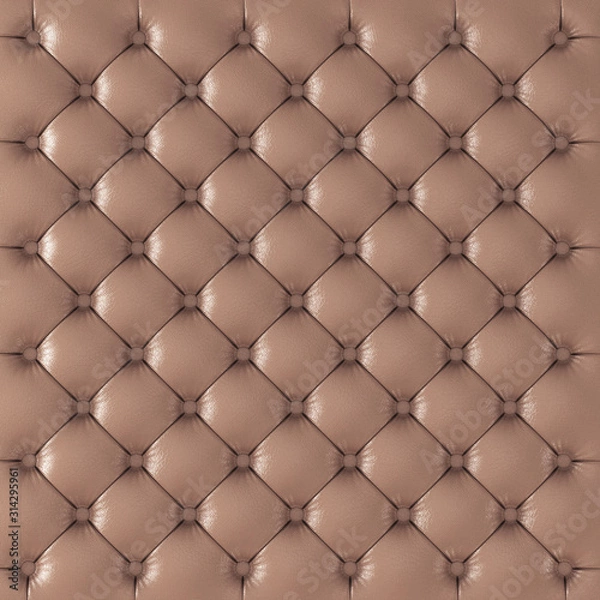 Fototapeta Decorative brown leather background panel with geometric pattern. 3d rendering
