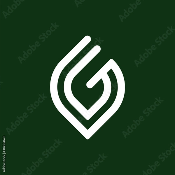 Fototapeta Initial letter G logo template with leaf line art symbol in flat design monogram illustration