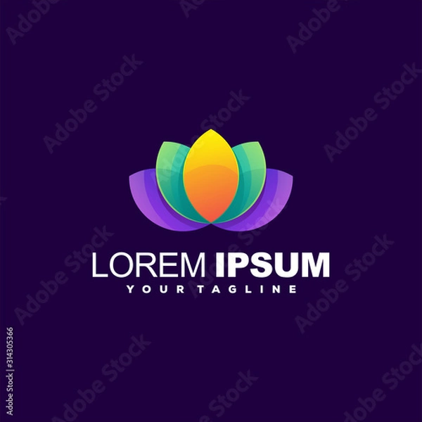 Fototapeta awesome lotus gradient logo design