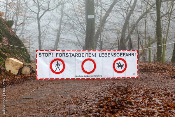 Obraz Absperrbanner Forstarbeiten