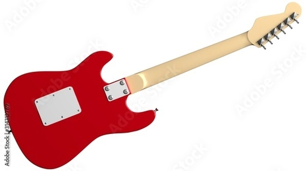 Fototapeta electric guitar isolated on white background, 3d-rendering