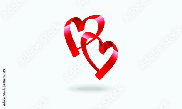 Fototapeta heart with red ribbon