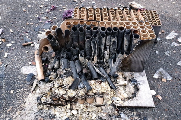 Obraz Feuerwerksbatterie an Silvester, Feuerwerksverbot, Feinstaub