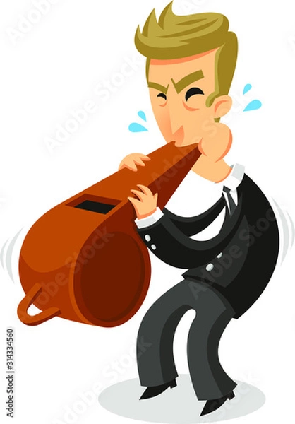Obraz man blowing whistle