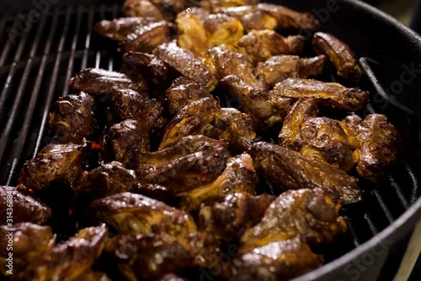 Fototapeta pieces of grilled chicken, flavored poultry meat