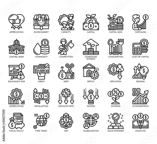Fototapeta Set of economy thin line and pixel perfect icons for any web and app project.