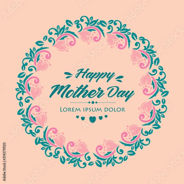 Fototapeta unique Element design of leaves frame, for happy mother day poster design. Vector