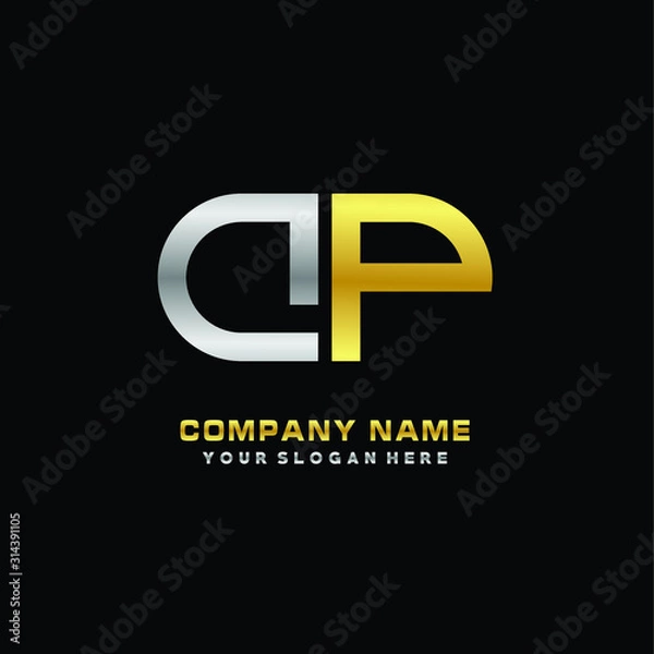 Obraz DP initial letters looping linked oval elegant logo silver, gold