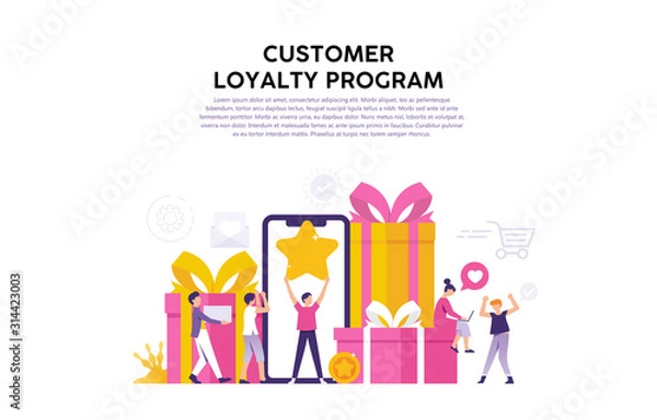 Fototapeta concept illustration of consumer loyalty program, reward for loyal consumers and loyal users of the web or application