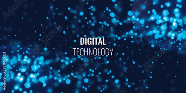 Fototapeta Abstract energy particles on dark blue background