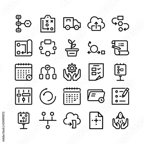 Fototapeta Project Planning Line Icon Set