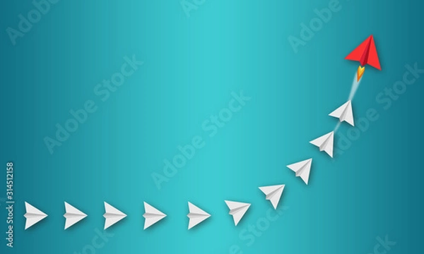 Fototapeta Illustration with miniature plane with message dream big, set goals and take action