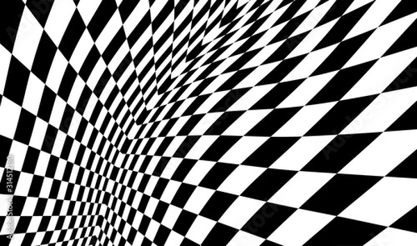 Fototapeta Geometric background with checkered texture - Abstract illusion