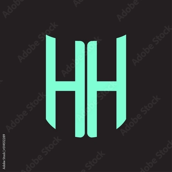 Fototapeta HH Logo monogram with ribbon style design template