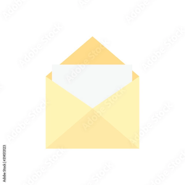 Fototapeta This is envelope and paper, heart. Love letter on white background. Outline vector envelope isolated on white background.
