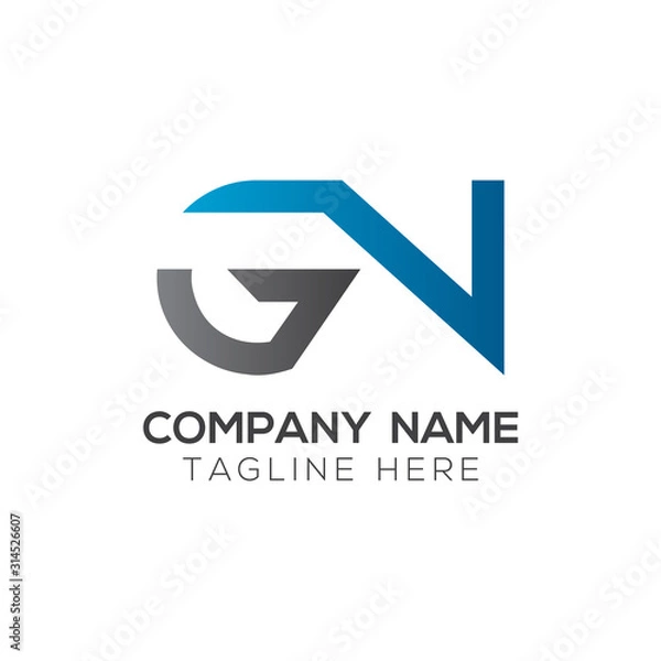Obraz Initial GN Letter Linked Logo. GN letter Type Logo Design vector Template. Abstract Letter GN logo Design