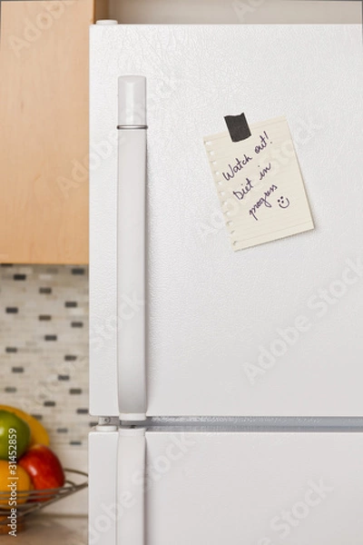 Obraz Note on refrigerator door